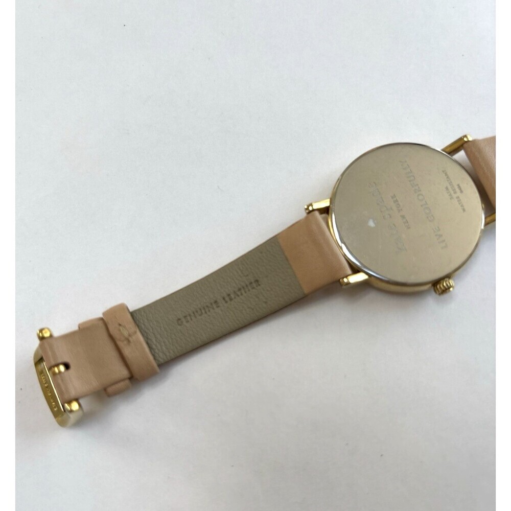 Kate Spade Metro Vachetta Watch Gold Beige Leather 5 O'Clock Somewhere 34mm - Picture 4 of 7
